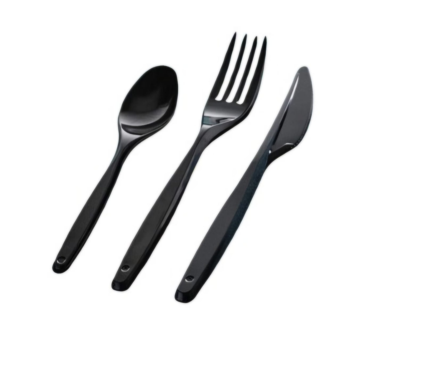 Tenedor, Cuchillos y Cucharas Negro Darnel Termoformadas x 50/100 unidades